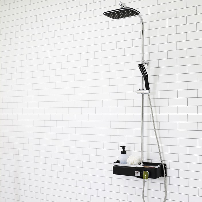 두진 루나 선반형 해바라기샤워기 레인샤워수전 블랙 DJ5200 방문설치, 1개