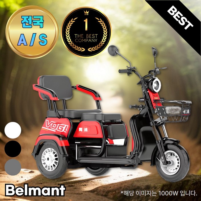 [벨만트] 삼륜오토바이 3륜 스쿠터 세발전기자전거 3발 삼발이 부모님선물 어르신 농촌, 07레드800W60V23A리튬배터리업그레이드모터