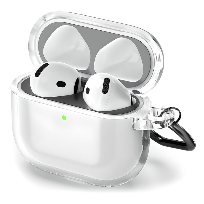 신지모루 변색방지 이어폰 TPU 투명케이스  철가루 방지 스티커  카라비너 세트