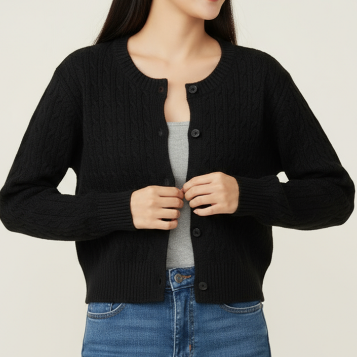 바이로이 소프트터치 꽈배기 니트 가디건