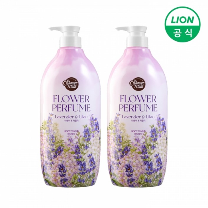애경 샤워메이트 플라워퍼퓸 라벤더라일락 바디워시 900g x 2개