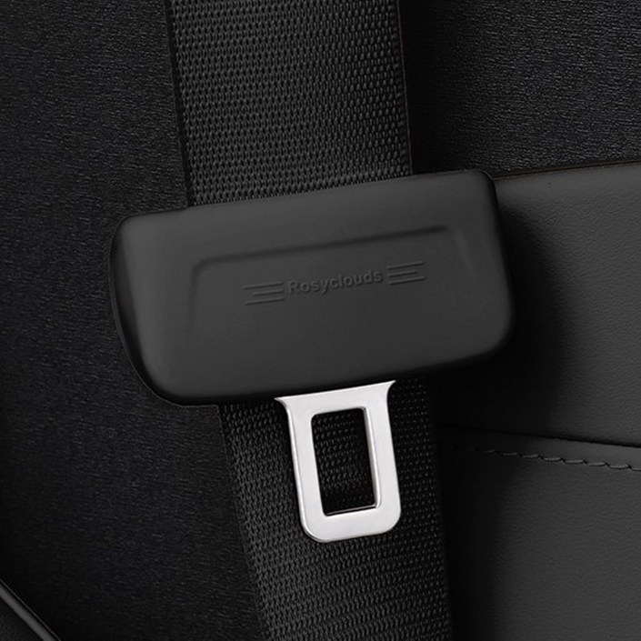 차량용 안전벨트 실리콘 커버 버클 클립 스크래치 기스 흡집 소음 방지, 4개, 블랙