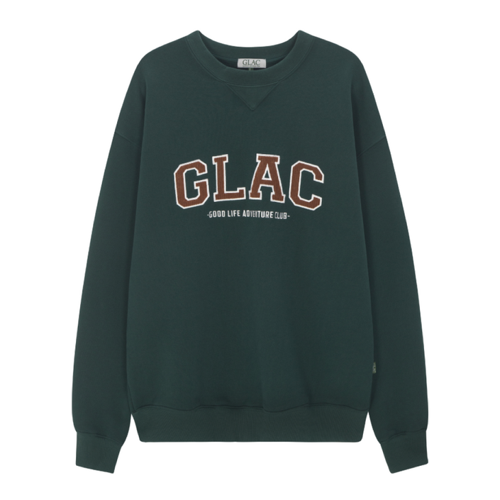 [GLAC 글락] 아플리케자수 오버핏 맨투맨 (딥그린)