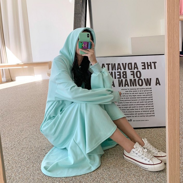 하이데일리 자체제작 캐주얼 다이마루 베이직 빅사이즈 루즈핏 면 긴팔 토레 프릴 후드 롱원피스 하이데일리 자체제작 캐주얼 다이마루 베이직 빅사이즈 루즈핏 면 긴팔 토레 프릴 후드 롱원피스