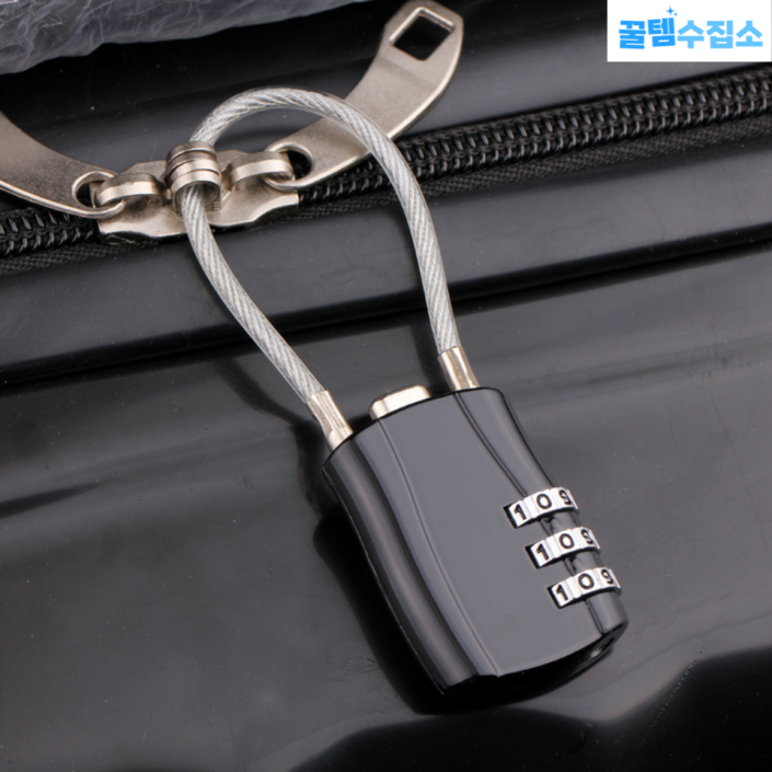 캐리어 자물쇠 자전거 와이어 자물쇠 사물함 열쇠 S, 블랙 L 사이즈, 1개