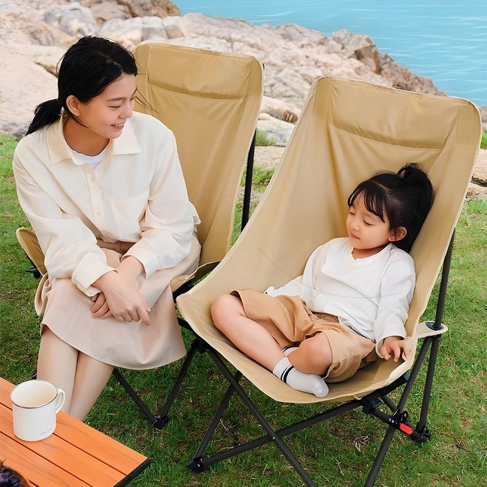 캠프텐버 3단 접이식 각도조절 캠핑의자, 카키, 2개