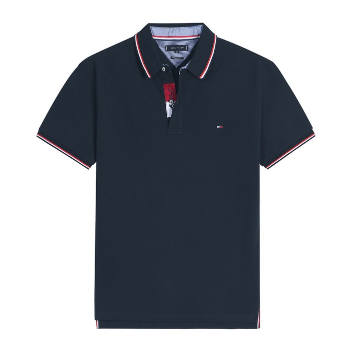 TOMMY 타미힐피커 셔츠 코튼 반팔 티셔츠 남성 비즈니스 캐주얼 클래식 솔리드 컬러 옷깃 자수 폴 셔츠 TOMMY 타미힐피커 셔츠 코튼 반팔 티셔츠 남성 비즈니스 캐주얼 클래식 솔리드 컬러 옷깃 자수 폴 셔츠