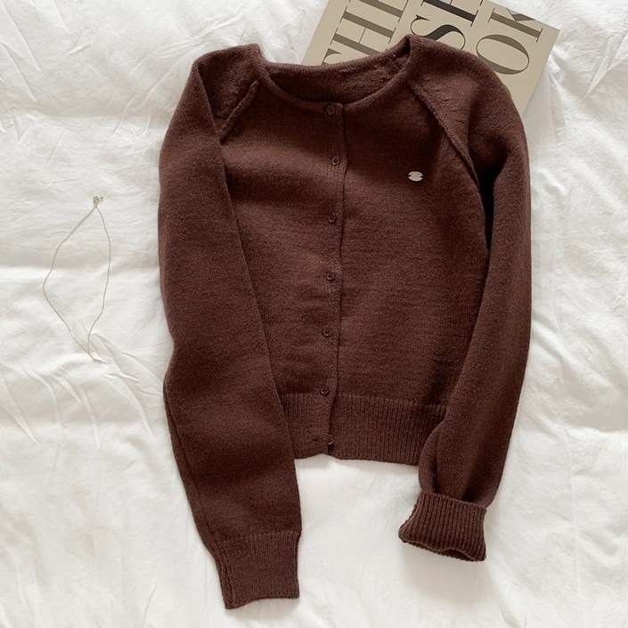 루즈핏 기본 라운드넥 니트 가디건