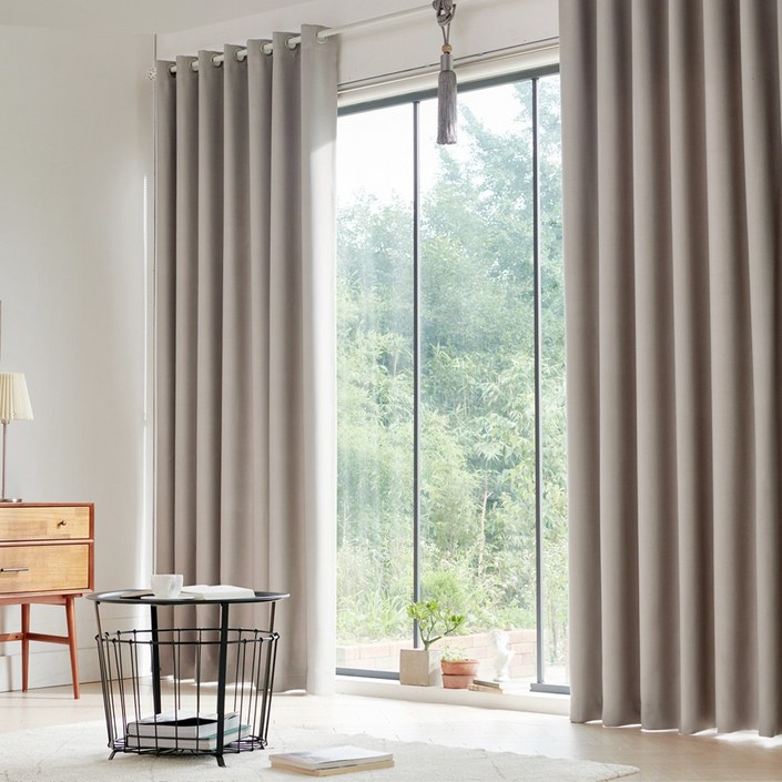 비츠 아일렛형 원톤 3중직 암막커튼커튼봉 세트