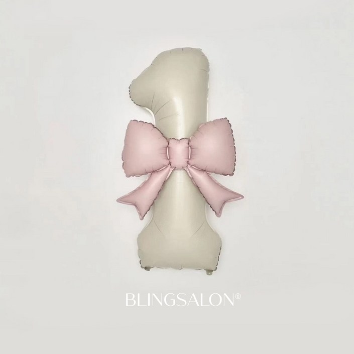 블링살롱 핑크 베이지 대형 숫자풍선 40인치 리본 데코 생일파티 돌잔치 포토존 파티 풍선