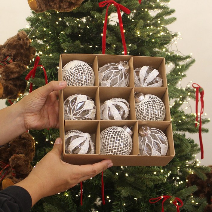 [해피인어스] 비즈 샤인볼 크리스마스 트리 장식볼 크리스탈, 1개