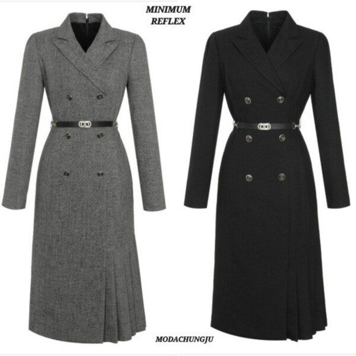 미니멈 MD 카라넥 더블버튼 언발 플리츠 원피스 MD MXCAWO8170CJ