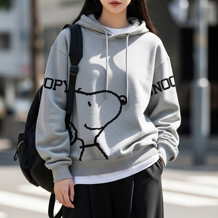 엠제이스타 피너츠 방긋 스누피 쭈리 오버핏 후드티 남녀공용 빅사이즈 M2XL