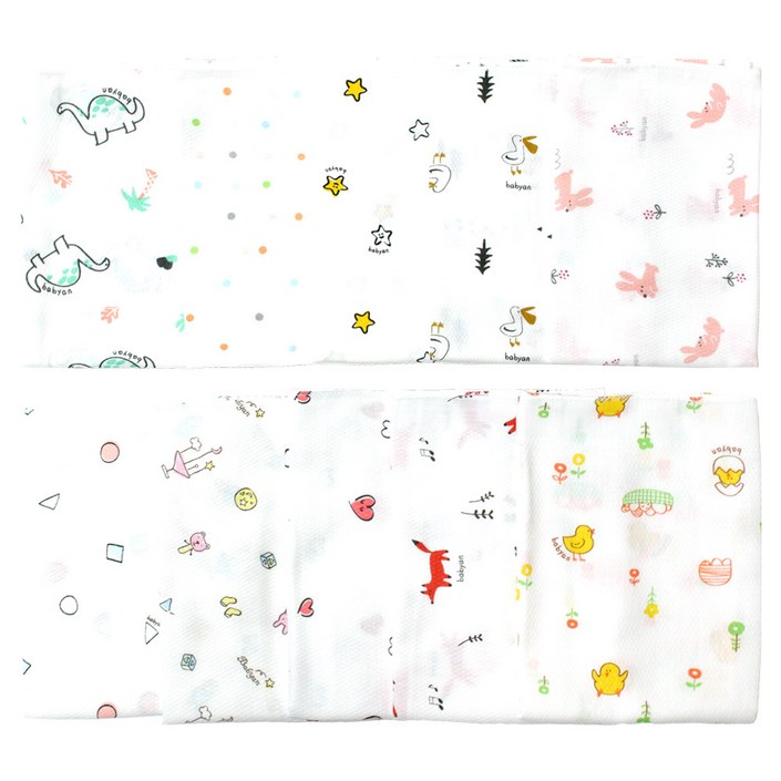 베이비앙 국내산 무형광 순면 나염 엠보손수건 혼합랜덤발송 30장50장, 랜덤발송, 50개