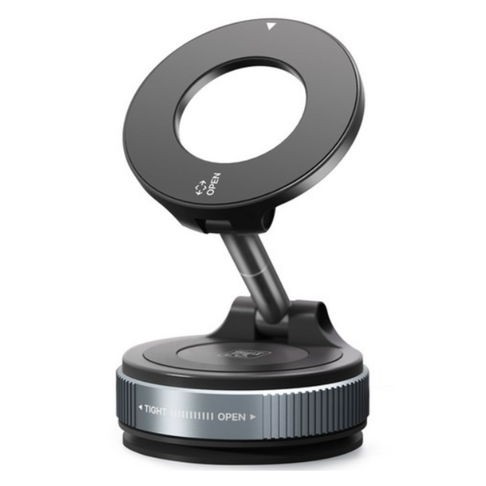 브론 차량용 맥세이프 초강력 진공 흡착식 360도 회전 접이식 휴대폰 핸드폰 거치대 대쉬보드, 블랙, 1개