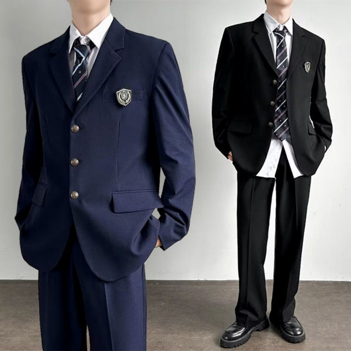 AOUGK 남자 교복 정장세트 학원풍 정장 자켓 정장 바지 상하세트 빅사이즈 양복 투피스 캐주얼 데일리