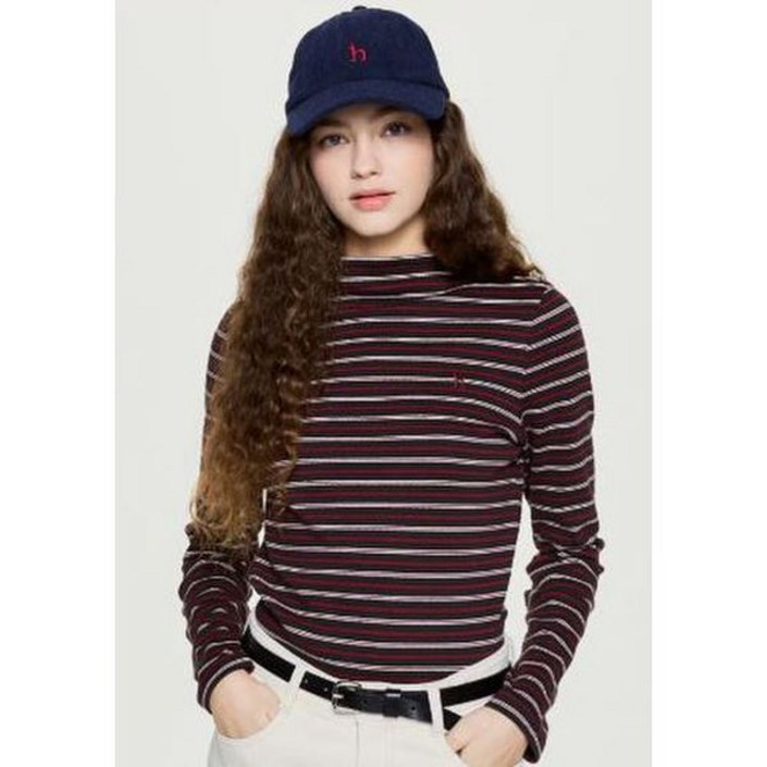 헤지스레이디스 25FWHSTS5DP01하프 터틀넥 스트라이프 티셔츠 176147