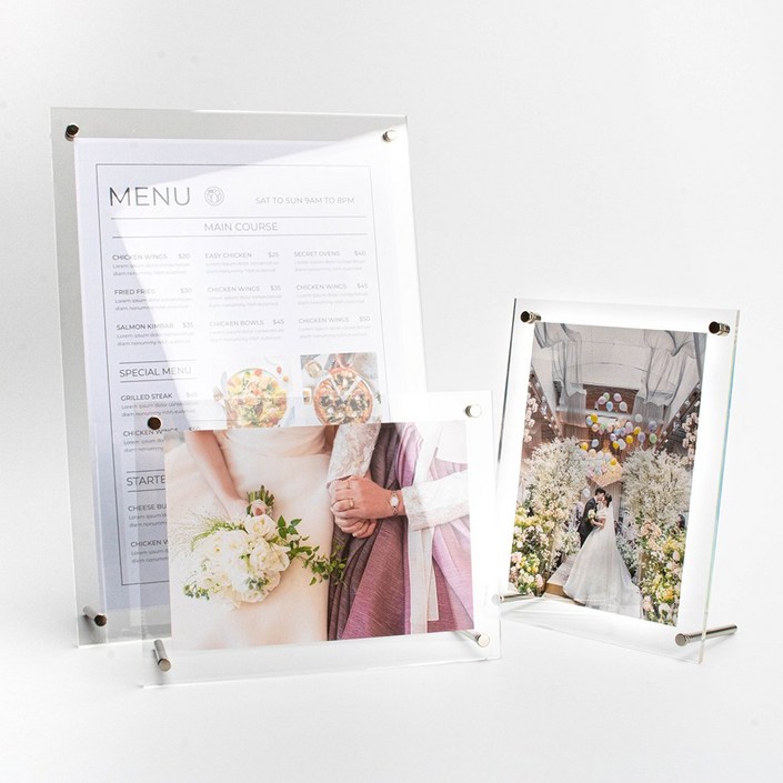 앤틱스퀘어 투명 아크릴액자 웨딩 결혼 상장 자격증 A4 4×6 5×7 액자