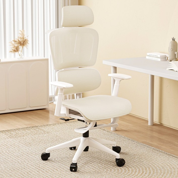 투에스리빙 풀메쉬 인체공학 3D 허리 편한 게이밍 컴퓨터 의자, 베이지B