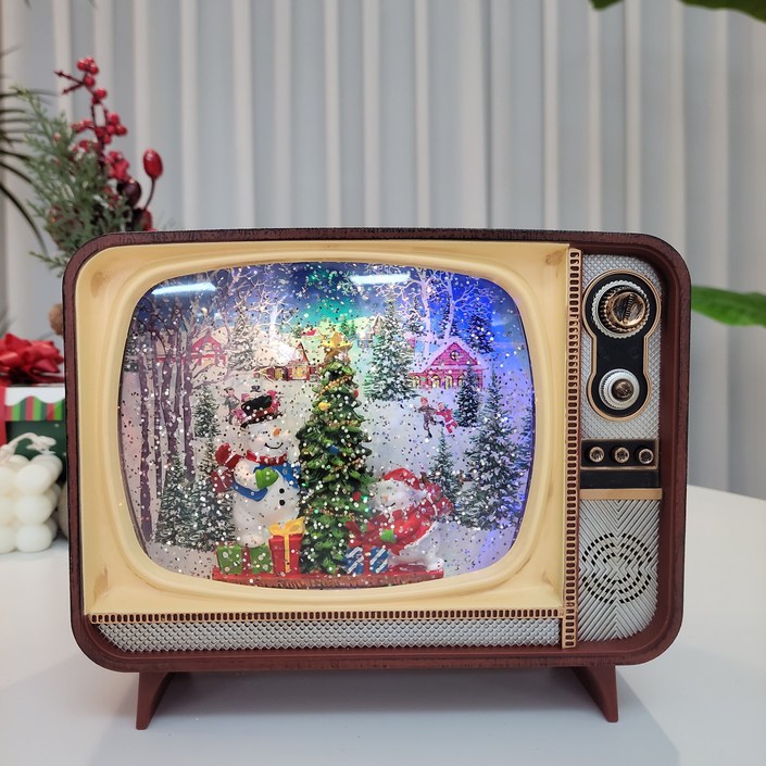 크리스마스 아날로그 TV 워터볼 오르골 어린이 생일 연말 선물 무드등 카페장식품 크리스마스 아날로그 TV 워터볼 오르골 어린이 생일 연말 선물 무드등 카페장식품