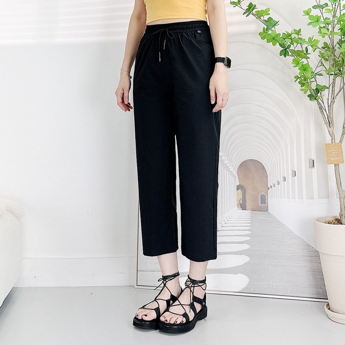 103st 3도 냉감 여름 일자 바지 8부 9부여성 데일리 밴딩 스판 쿨팬츠