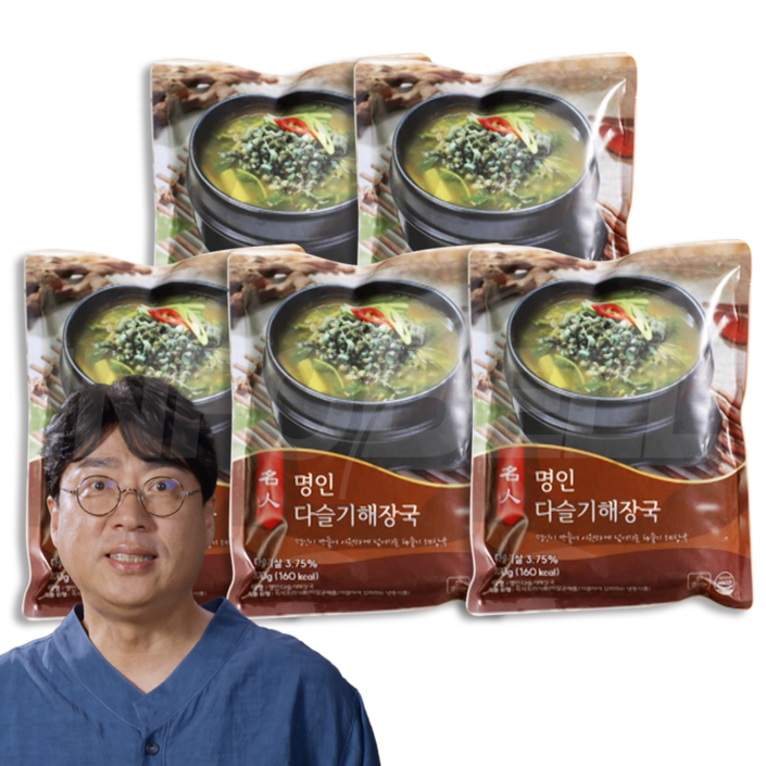 [TV홈쇼핑정품 인포벨]김봉찬 약선명인 아욱 다슬기 해장국 간편식 즉석국 술안주 명인 된장 다슬기탕, 5개, 800g
