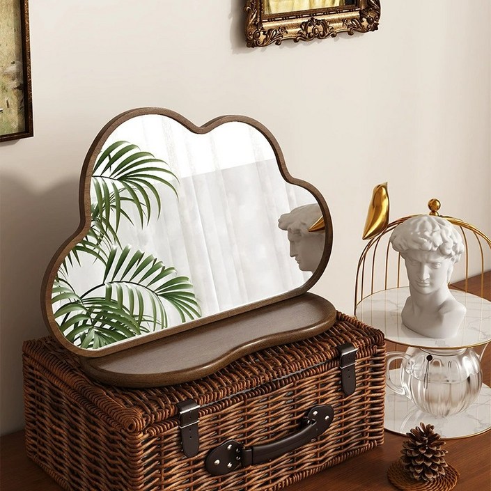 데코트리 인테리어 클라우드 탁상거울, 브라운