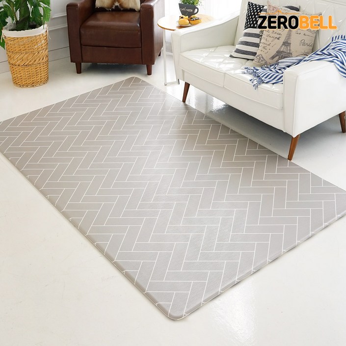 제로벨 PVC 양면 놀이방매트 소형 140x100cm 12T 유아 어린이 층간소음 매트, 양면 헤링본 그레이
