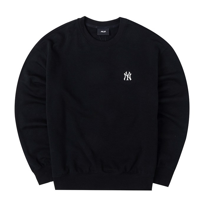 MLB 남녀공용 베이직 스몰 로고 오버핏 맨투맨 3AMTB015150BKS