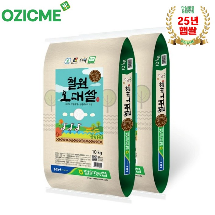 철원농협 철원오대쌀 백미, 상등급, 10kg, 2개