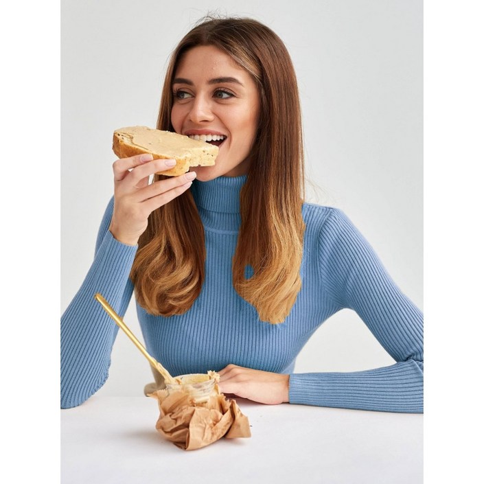 POMTOR 여성 터틀넥 풀오버 니트 긴팔 이너 티셔츠