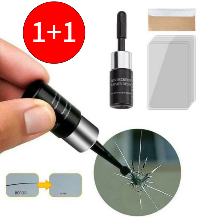 1+1 자동차 유리 복원제 차 유리 돌빵 복원제 금간 차유리 유리접착 기스 용접 땜빵, 2개, 0.2ml