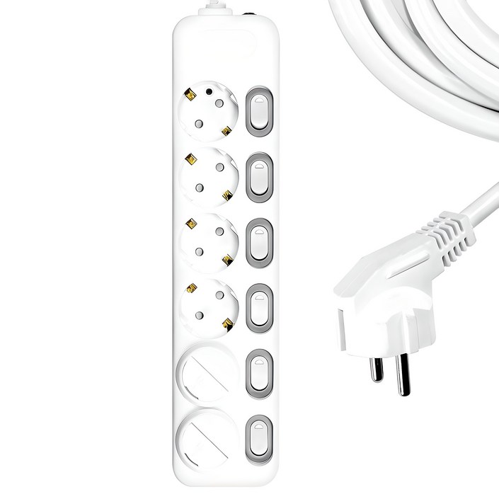 써지오 개별 멀티탭 6구 DH1668MT  안전커버 2p 랜덤 발송, 3m, 단일 색상, 1개