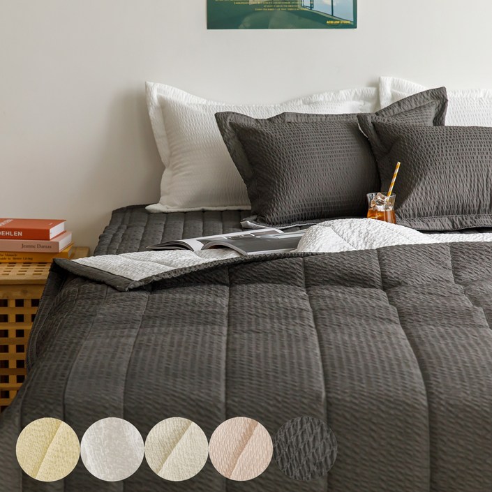 국내생산 침구꿀잠몽 시어서커 누빔 여름 냉감 차렵 이불 세트