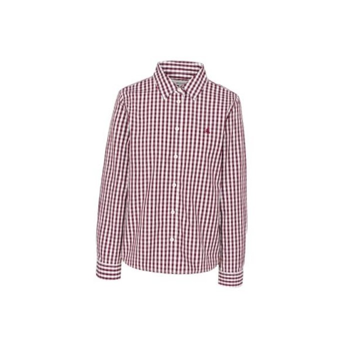 빈폴레이디스 코튼 깅엄 체크 슬림숏 셔츠 와인 BF5864C07Z 283960