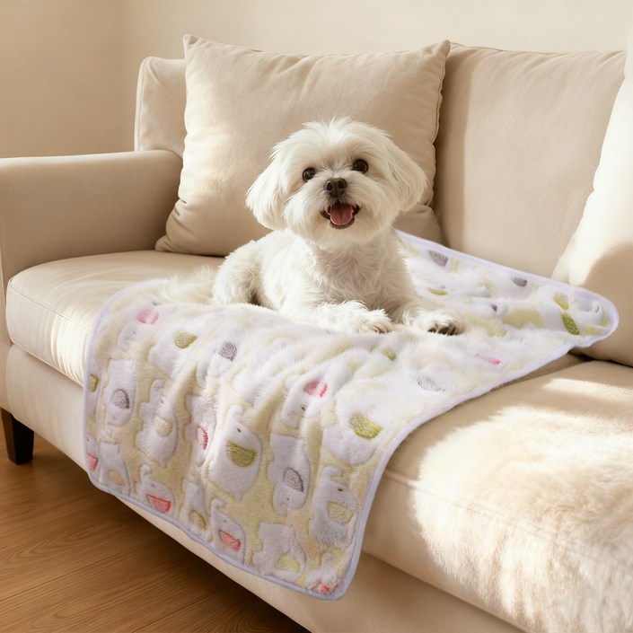 귀여운 코끼리 털북숭이 펫 담요 강아지 고양이, 3개, 파랑핑크노란색