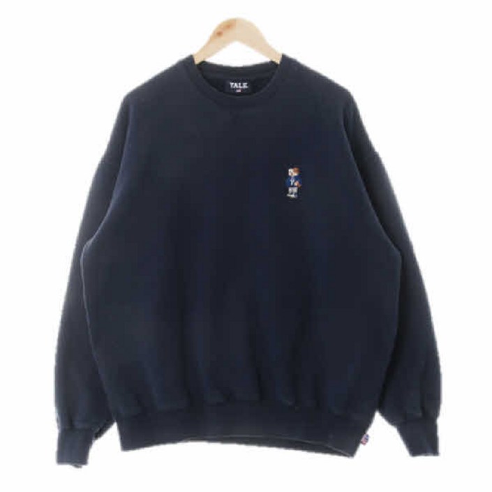 1970 예일 네이비 면혼방 자수럭비도그오버사이즈맨투맨 XL