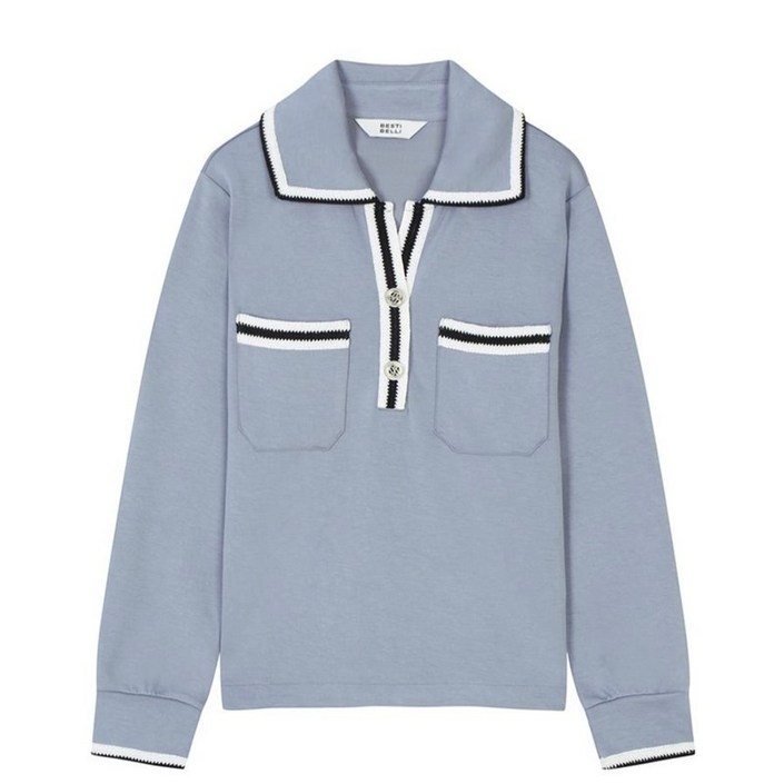 베스띠벨리  23겨울 오픈카라 티셔츠2919BL