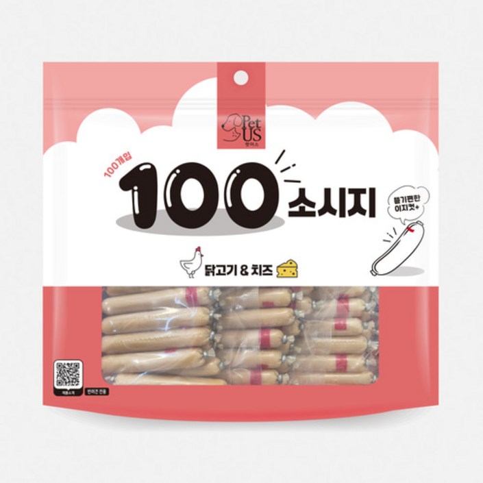 펫어스 대용량 강아지 고양이 겸용 백소시지 100p+5p 증정 북어맛, 900g, 100개, 혼합맛(닭고기/치즈)
