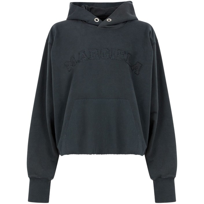 메종 마르지엘라 로고 자수 코튼 후디