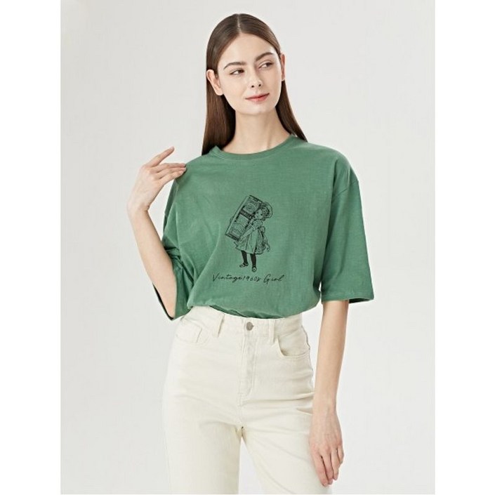 BNX 데일리 걸 프린팅 여성 반팔 티셔츠 BW1TS041L0