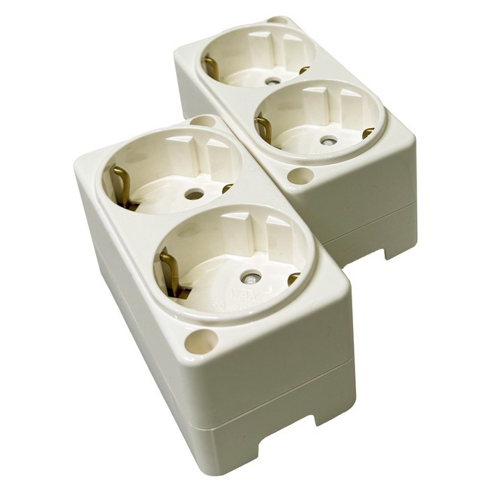 이터칭 노출 콘센트 (핀 타입) , 국산 신형, 2개, 크림 아이보리, 9.5cm