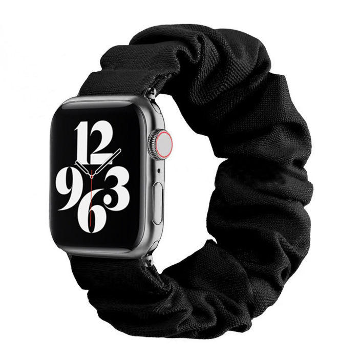 링고룸 애플워치 호환 곱창 밴드 스트랩 스크런치, 1개, 블랙
