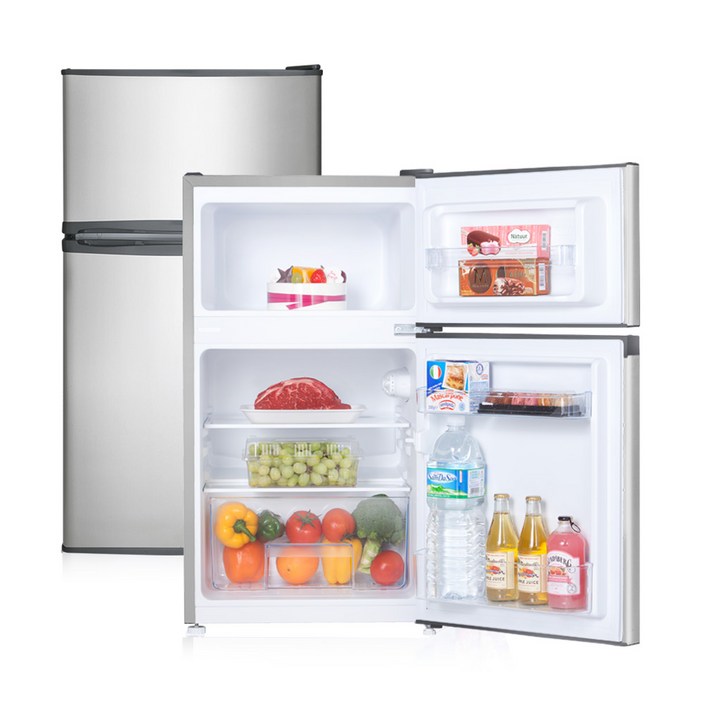 창홍냉장고 2도어 사무실냉장고 작은냉장고 원룸냉장고 기숙사냉장고 소형냉장고 86L~168L, ORD090B0S(메탈실버)