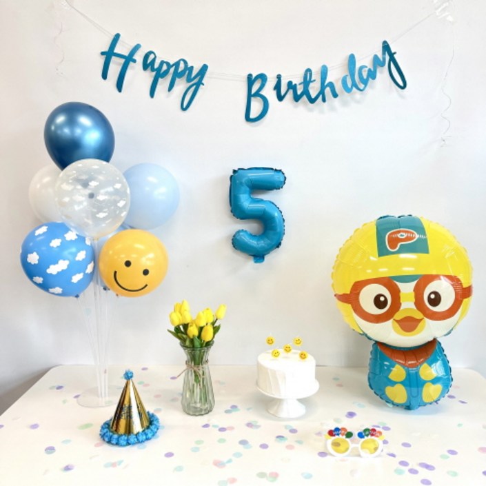 민즈셀렉트 뽀로로 생일풍선 세트 해피벌스데이풍선 생일파티 Happybirthday 이벤트 8