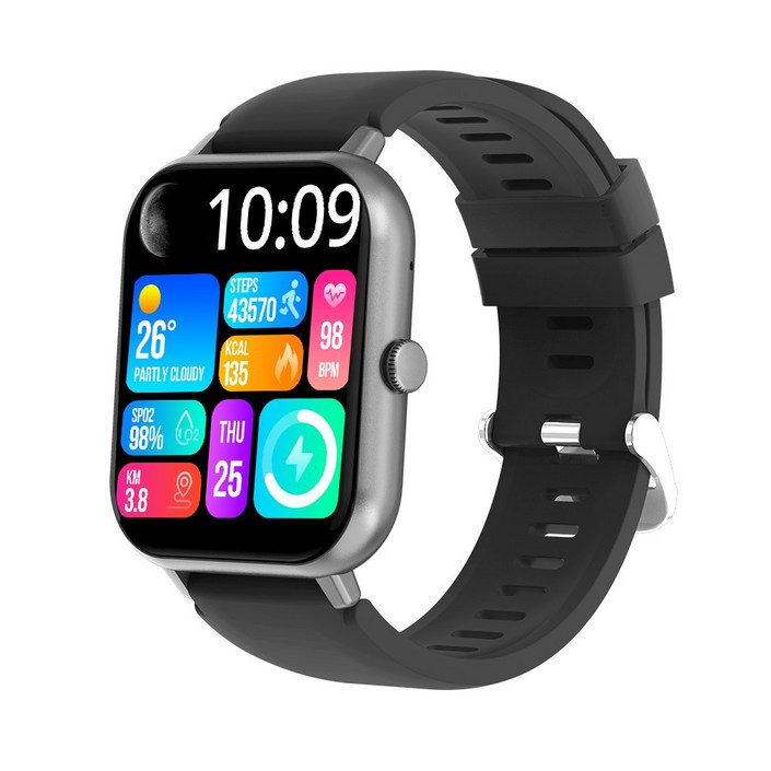 PEJE 운동 걸음 수 건강 관리 블루투스 통화 스마트워치 한국판, 검정색, 4.6cm, GPS + 블루투스