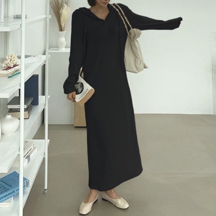 떳다그녀 로이안 후드 롱 원피스