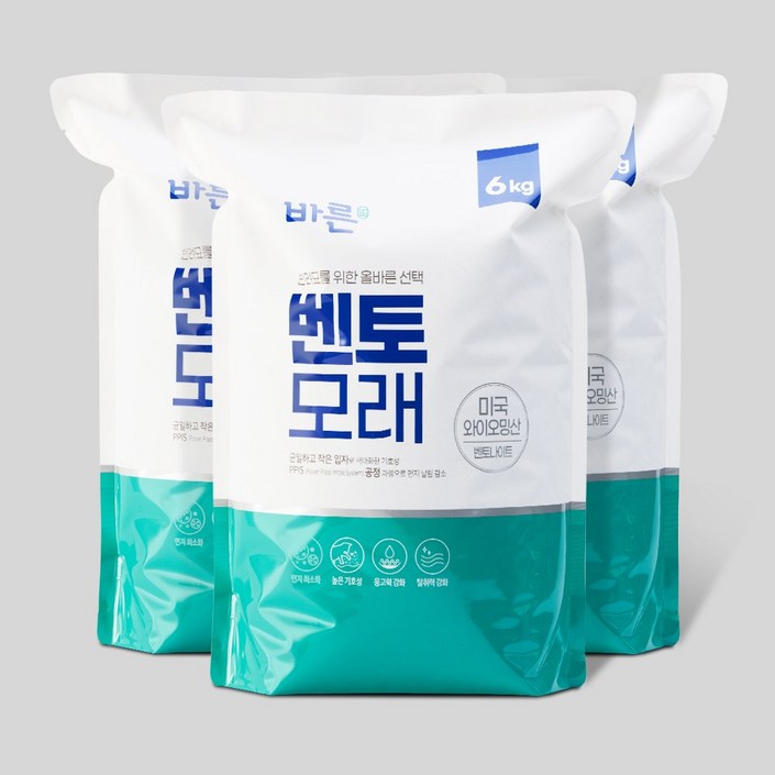 바른 벤토모래 응고형 고양이 모래 6kg 3개, 6kg, 3세트 바른 벤토모래 응고형 고양이 모래 6kg 3개, 6kg, 3세트