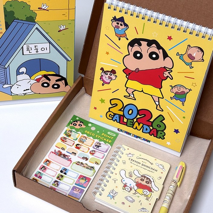 짱구 2026 달력 문구세트 26년 캘린더 소형 다이어리 벽걸이 스케쥴 다꾸 일러스트
