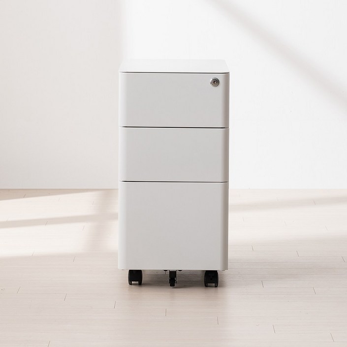 올즈 큐브 프리미엄 스틸서랍 W300 3단 화이트, 화이트, 3단